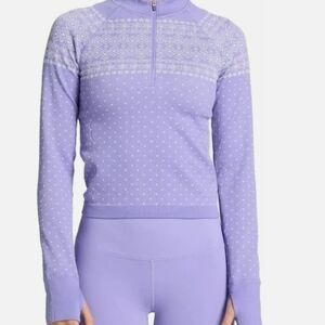 DSG Womens Size Large Momentum Seamless 1/4 Zip Frozen Purple Fair Isle Sweater